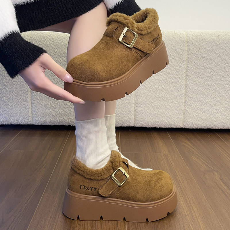 厚底增高勃肯鞋女2025冬季新款加绒加厚保暖毛毛鞋防水防滑雪地靴,淘宝优惠券,粉丝福利购,淘宝优惠卷