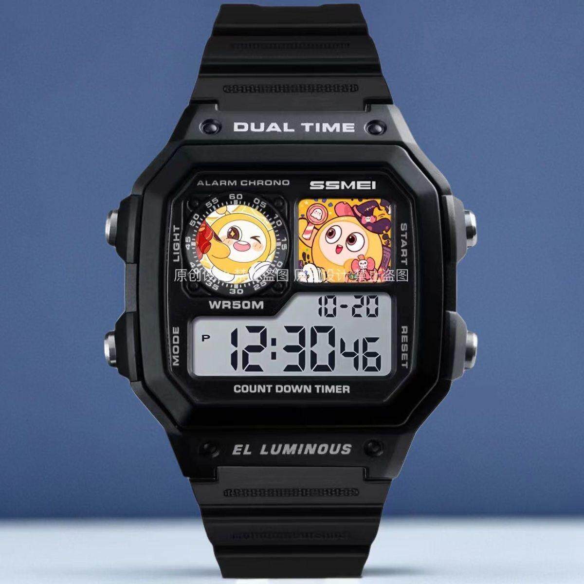 2024蛋仔派对动漫人物图案定制儿童电子手表中小学生小方块手表二