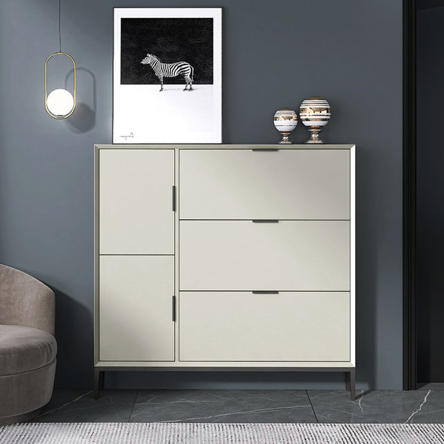 Italian minimalist ultra-thin shoe cabinet household door entrance large capacity entrance hall storage space-saving small apartment trunk cabinet