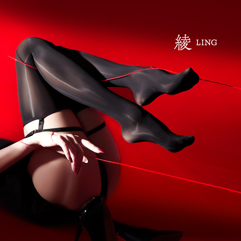 绫-「缚」凝脂™10D显瘦黑丝高筒过膝腿环捆绑一体吊带袜女,淘宝优惠券,粉丝福利购,淘宝优惠卷
