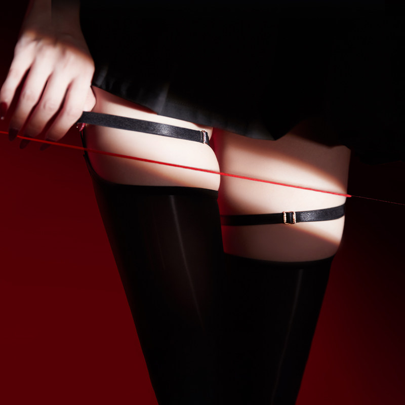 绫-「缚」凝脂™10D显瘦黑丝高筒过膝腿环捆绑一体吊带袜女,淘宝优惠券,粉丝福利购,淘宝优惠卷