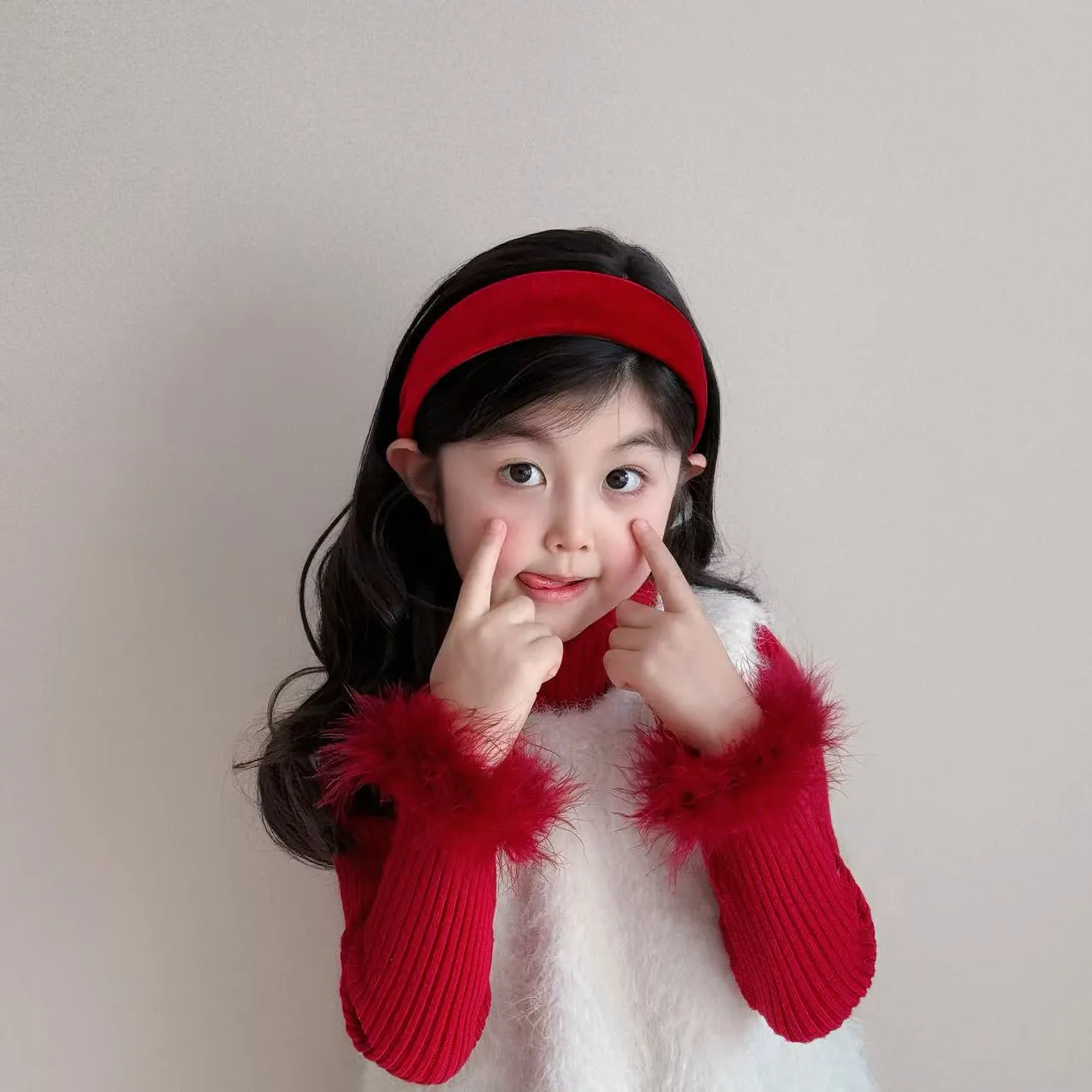 新款立体丝绒酒红儿童蝴蝶结发夹发箍头箍顶夹发圈,淘宝优惠券,粉丝福利购,淘宝优惠卷