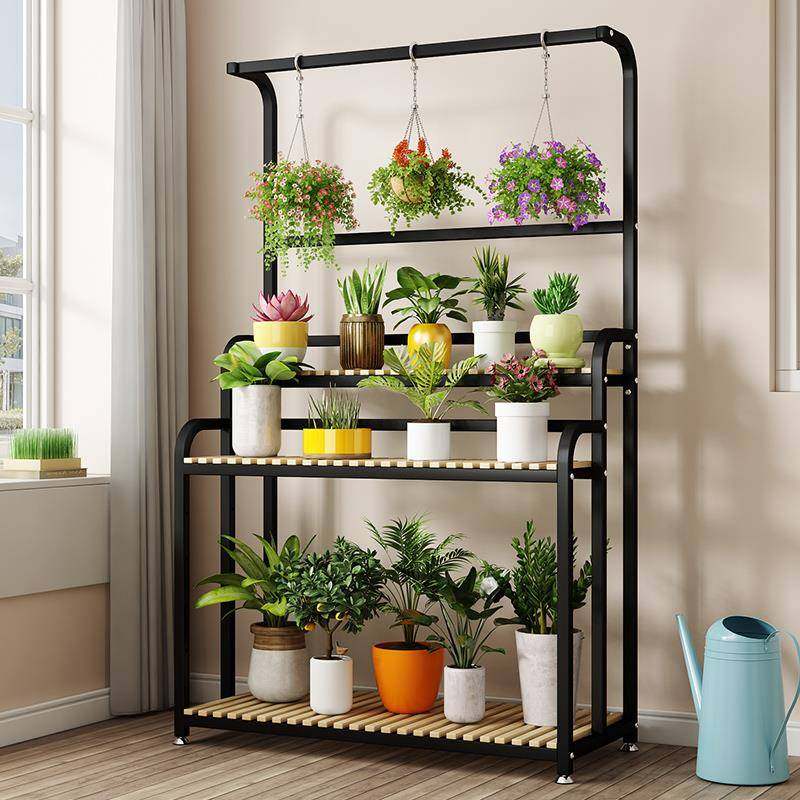 W6花架置物架阳台室内吊兰客厅多层铁艺实木绿萝架子落地阳台花盆,淘宝优惠券,粉丝福利购,淘宝优惠卷