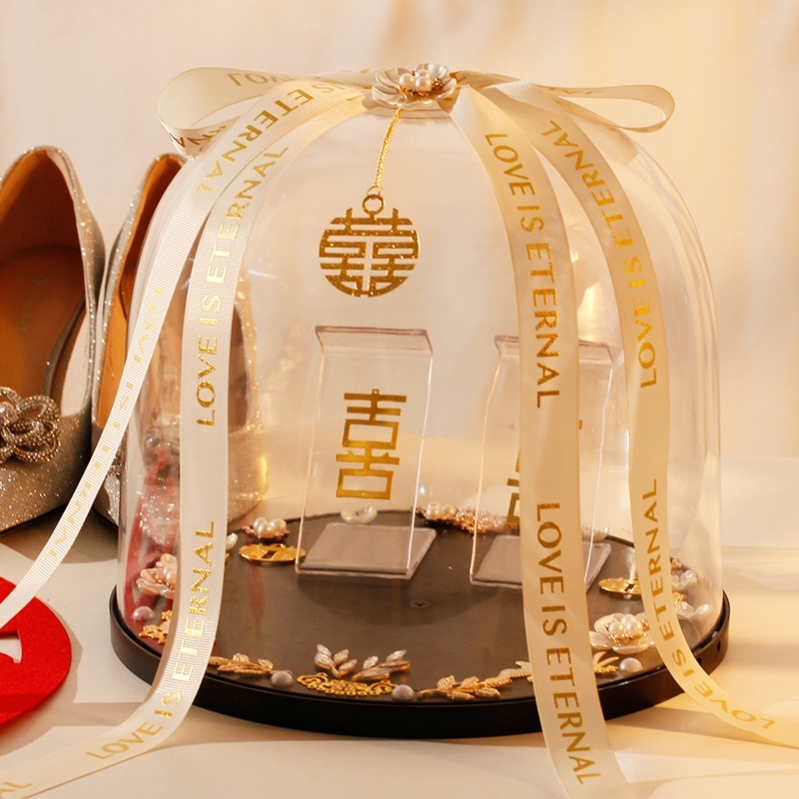 婚鞋盒子藏鞋盒结婚套圈神器高级盒子婚礼新娘接亲游戏鞋罩子透明-图0