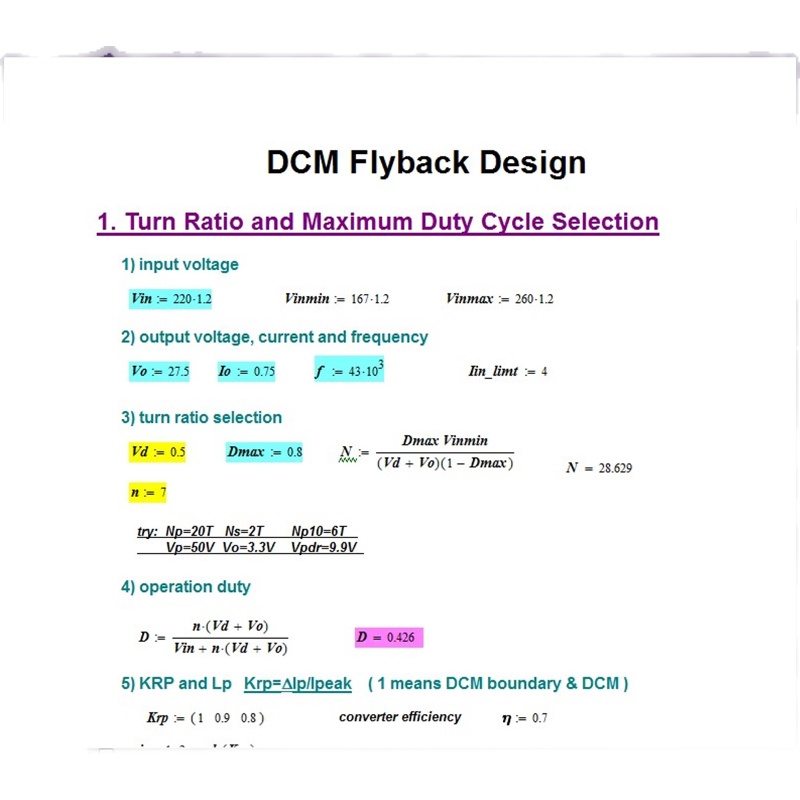 几种反激式开关电源Mathcad设计计算DCM与CCM学习资料AP法变压器 - 图3