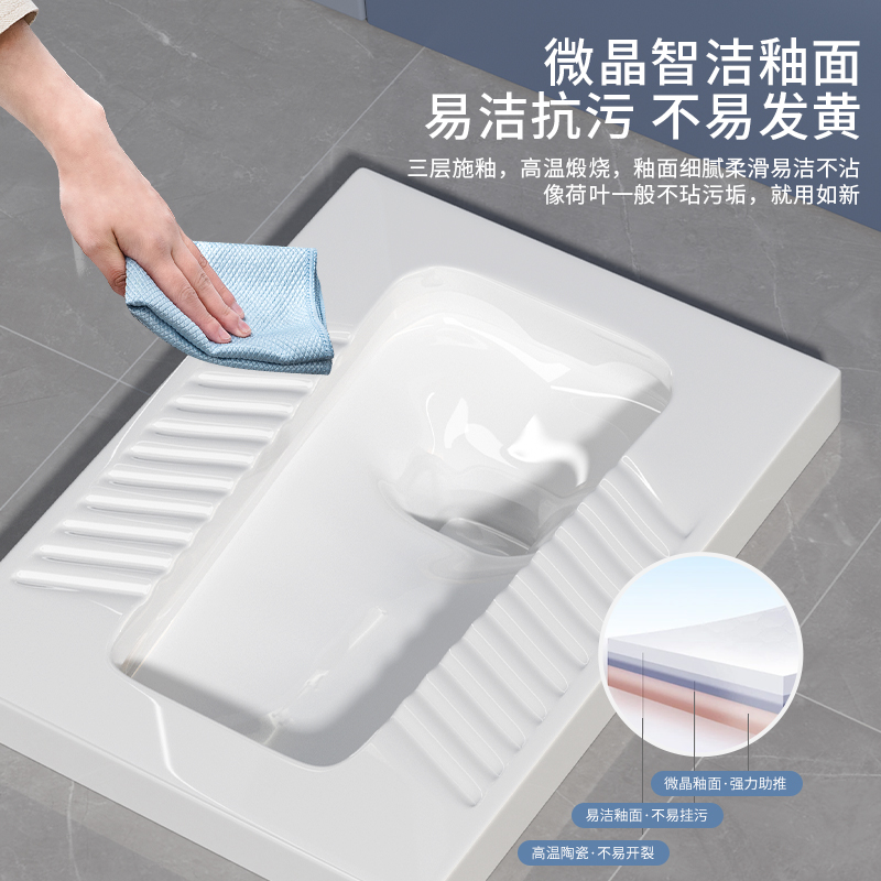 家用陶瓷蹲便器大冲力水箱整套装卫生间防臭大便器厕所蹲坑式便盆 - 图1