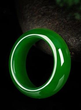 赌神同款戒指碧玉戒指和田玉菠菜绿戒指男女戒指打麻将和田玉戒指