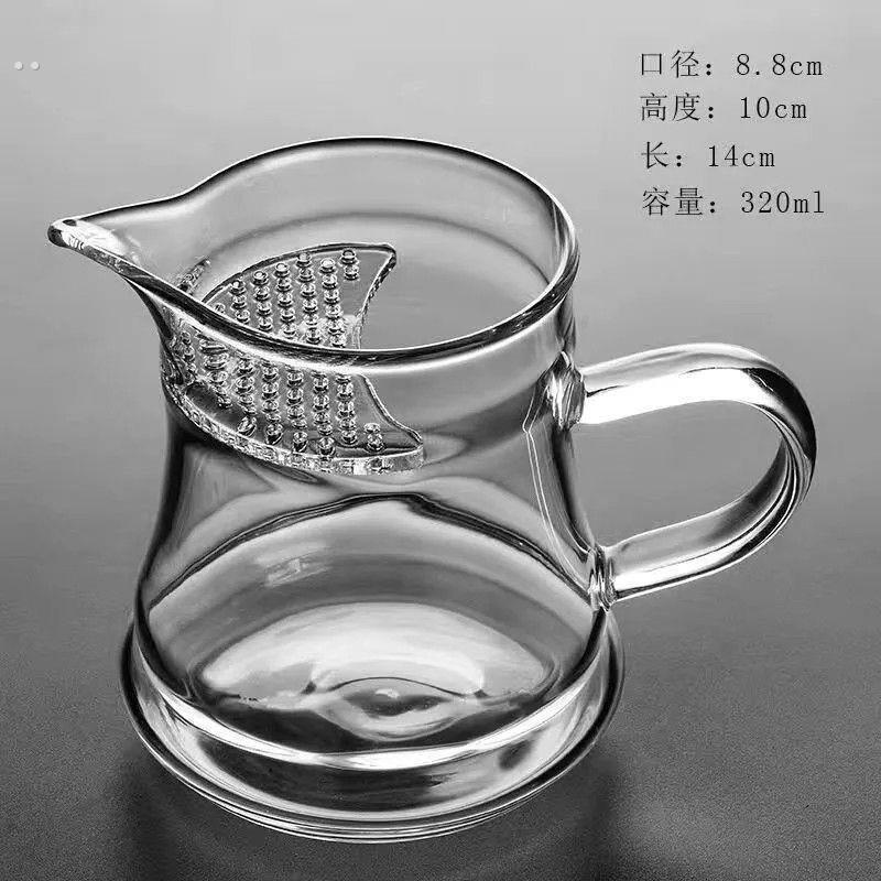 加厚玻璃公道杯绿茶泡茶器泡茶壶耐热方形月牙过滤茶漏一体分茶器 - 图1