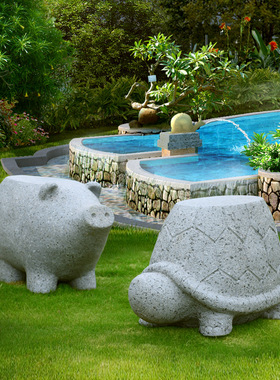 玻璃钢仿石小品景观椅动物雕塑