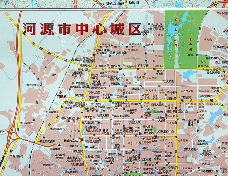 顺丰包邮2021新版 河源市地图挂图 覆膜装 竖版110*160cm办公室家用会议室交通旅游城区图广东省出版社另有广州深圳东莞惠州挂图
