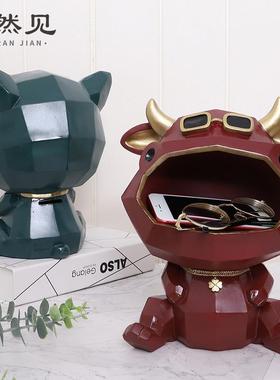 悠然见北欧几何动物创意家居装饰客厅桌面玄关杂物整理收纳盒摆件