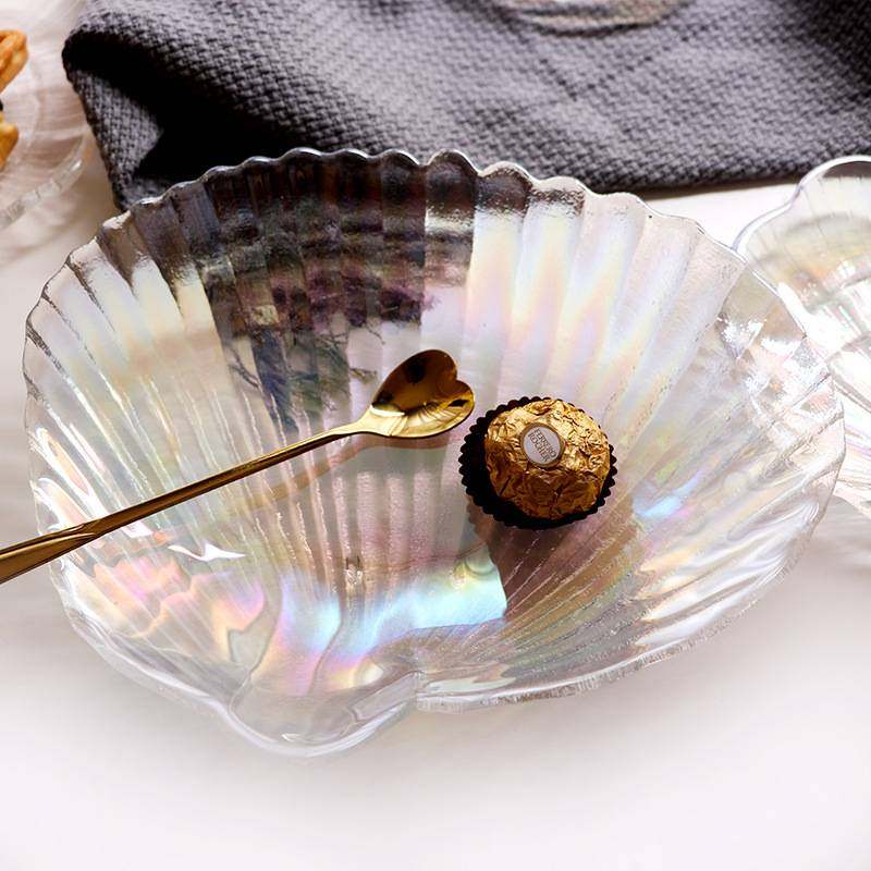 厂家直供创意幻彩贝壳盘子首饰碟盘玻璃碟子美甲拍照小盘收纳,淘宝优惠券,粉丝福利购,淘宝优惠卷