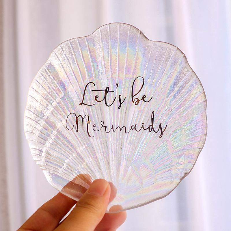 厂家直供创意幻彩贝壳盘子首饰碟盘玻璃碟子美甲拍照小盘收纳,淘宝优惠券,粉丝福利购,淘宝优惠卷