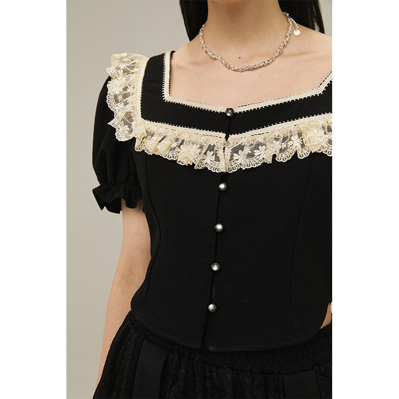 diddi原创设计复古小心机蕾丝开衫 DIDDIMODA衬衫