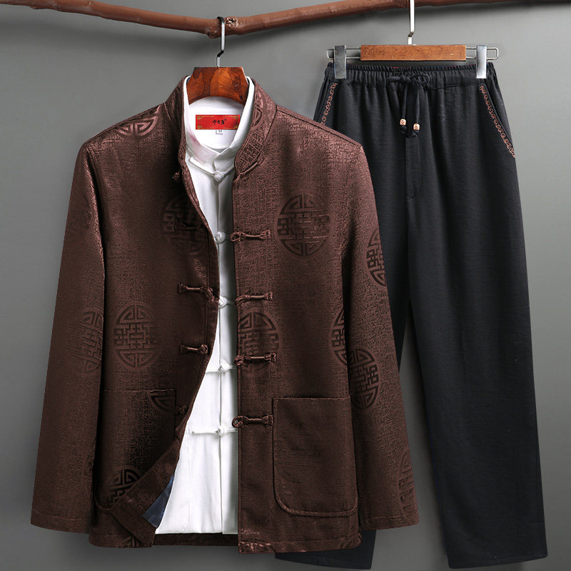 唐装男中老年春秋季长袖中国风套装 乔古唐服饰唐装