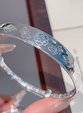 香港正生国风男女银招财猫手镯