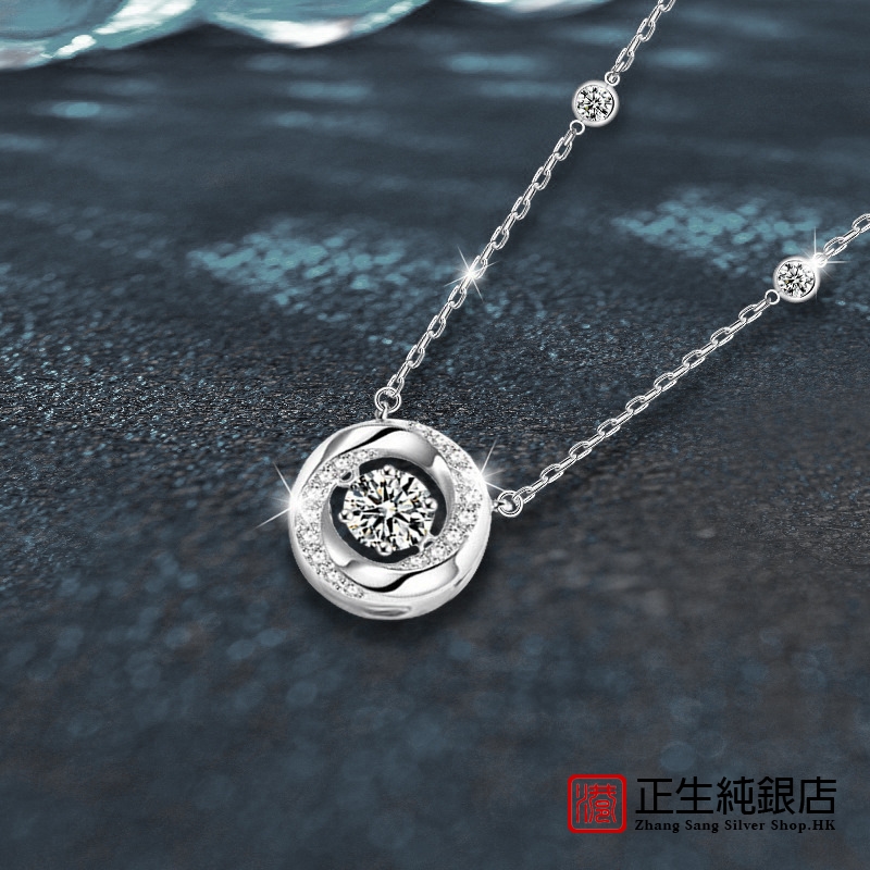 香港正生纯银莫桑石项链S925纯银莫比乌斯高级感灵动锁骨链女时尚 - 图0