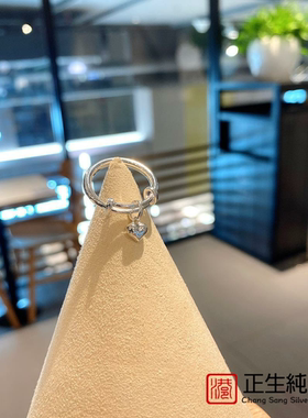 正生纯银s925小圆球推拉戒指女韩版简约个性冷淡风爱银戒指送女友