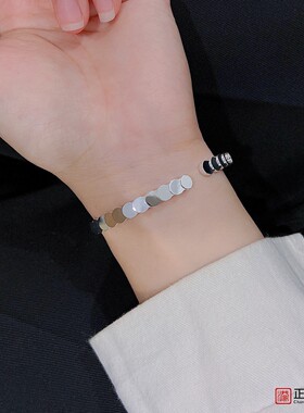 香港正生女纯银手镯几何鱼鳞