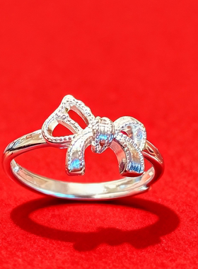 香港正生纯银999足银马年新款蝴蝶结丝带小马活口素银戒指2026年