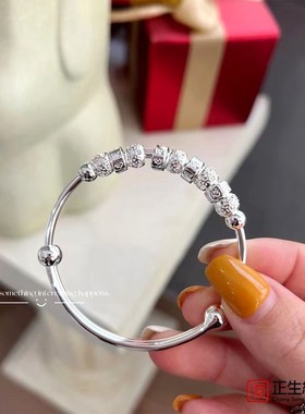 香港正生纯银s999足银手镯