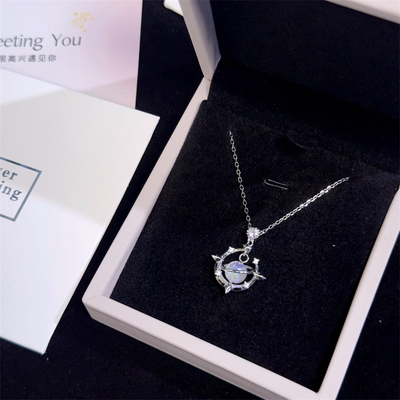 珍珠土星纯银项链女款轻奢小众设计星球高级感送女生闺蜜生日礼物 - 图3