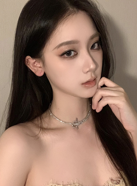 BXA夏季高级感满钻项链女轻奢小众皮带扣choker项圈配饰脖子颈链