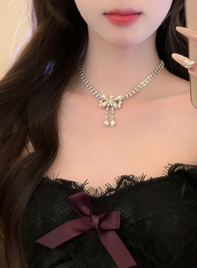 微醺之夜~闪钻水晶蝴蝶choker锆石项链女轻奢宴会晚礼服配饰颈链