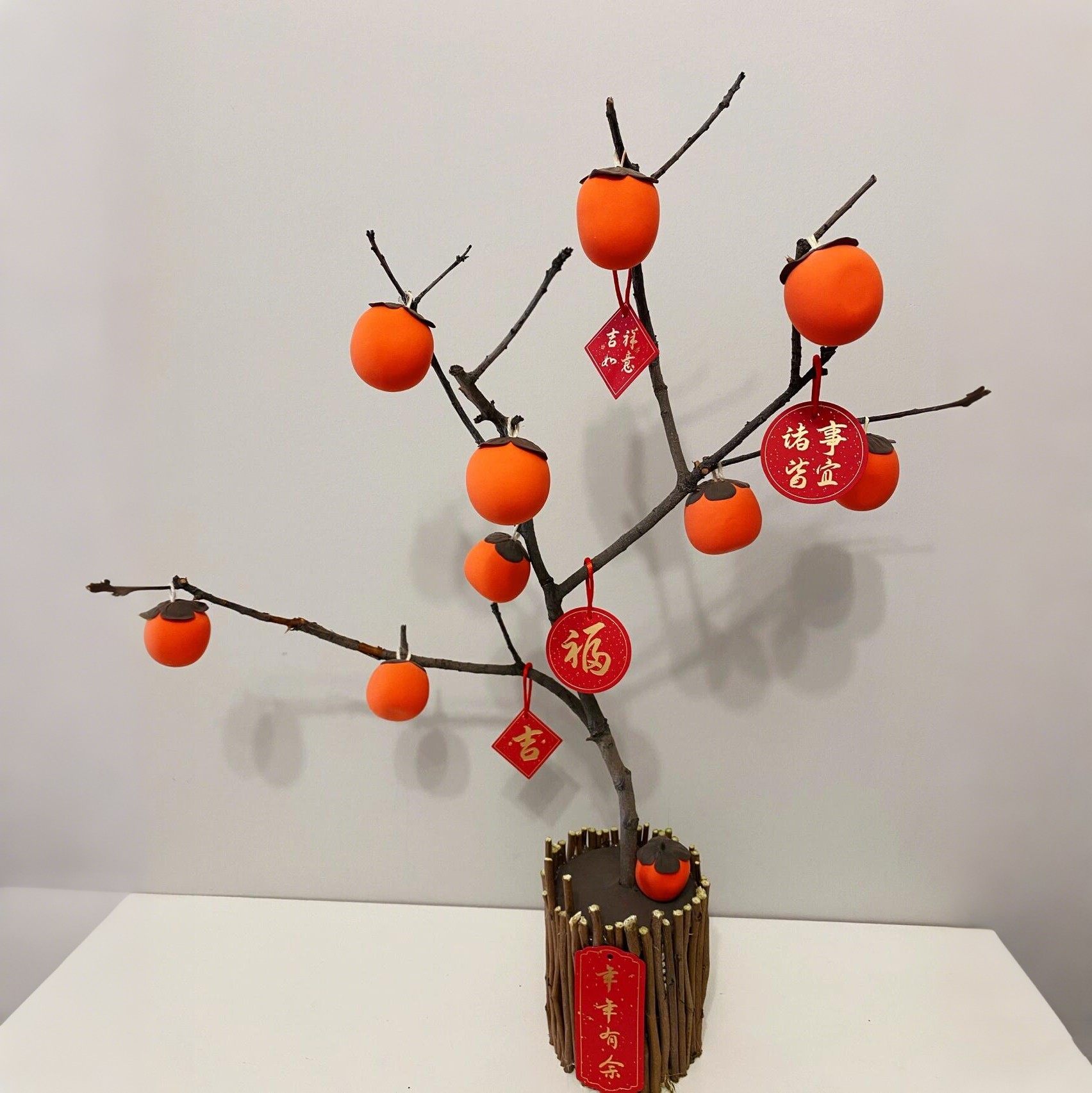 新年元旦幼儿园手工diy材料包超轻柿柿如意花盆摆件幼儿园活动,淘宝优惠券,粉丝福利购,淘宝优惠卷