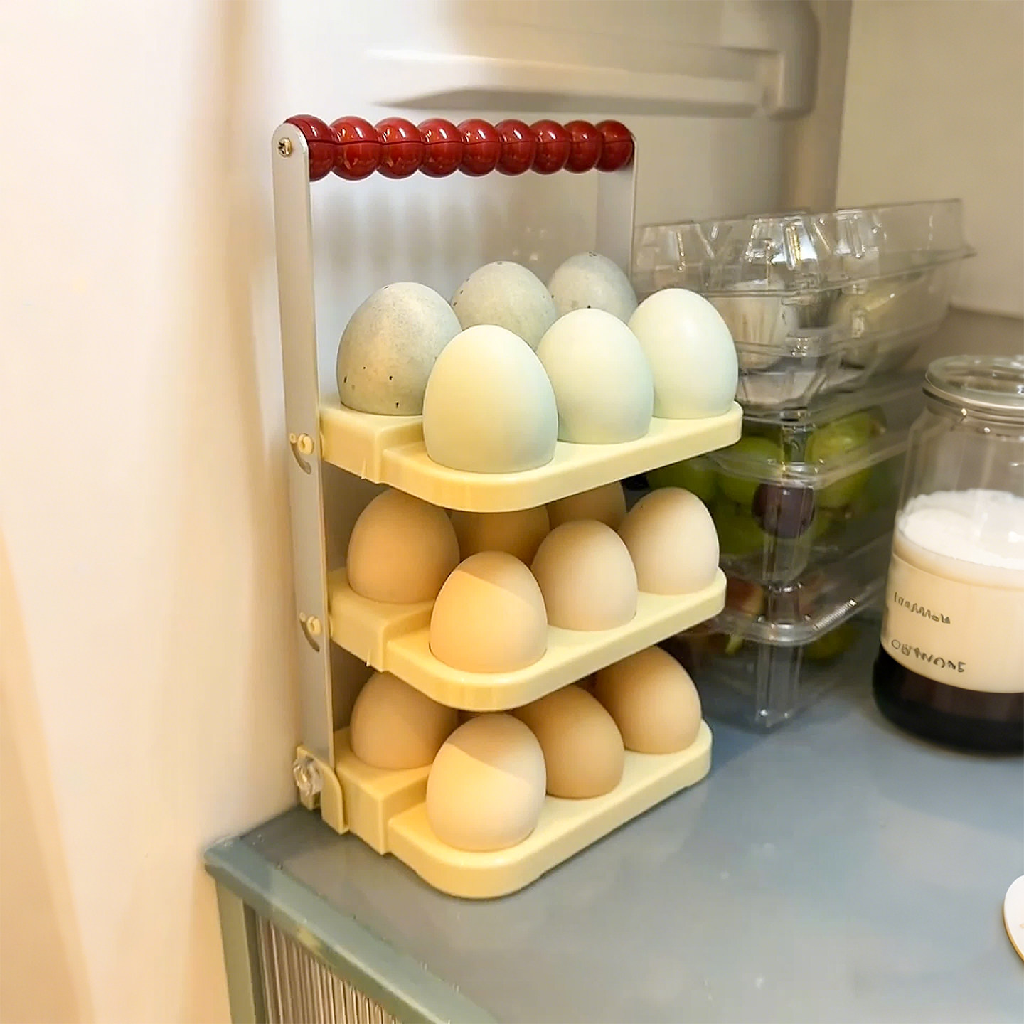 可手提折叠鸡蛋盒冰箱侧门置物架厨房专用蛋托多层防摔鸡蛋收纳架,淘宝优惠券,粉丝福利购,淘宝优惠卷