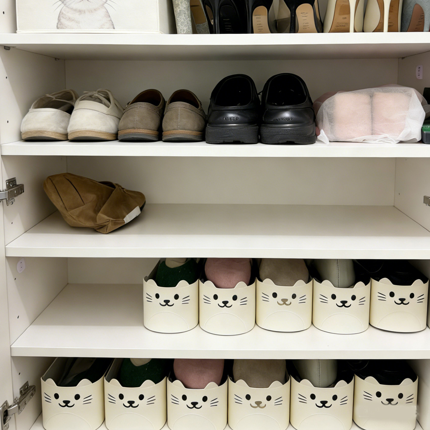 可爱镂空猫咪鞋子收纳神器家用双层可调节鞋架鞋柜分层整理省空间,淘宝优惠券,粉丝福利购,淘宝优惠卷