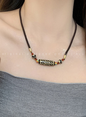 藏式手搓棉绳项链绳吊坠挂绳可横穿天珠唐卡高货手工编锁骨链绳