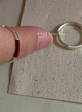 原创中国风足银999缠线推拉戒指开口可调节简约叠戴素圈纯银戒指