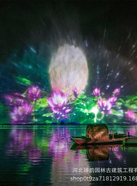 水幕电影音乐喷泉大型水景亮化全套装置人工湖景区喷泉设备厂家