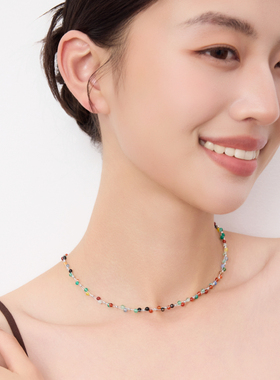 OUBIYABI欧比雅比【珠饰系列】多彩珠珠链玛瑙串珠编织锁骨链叠搭