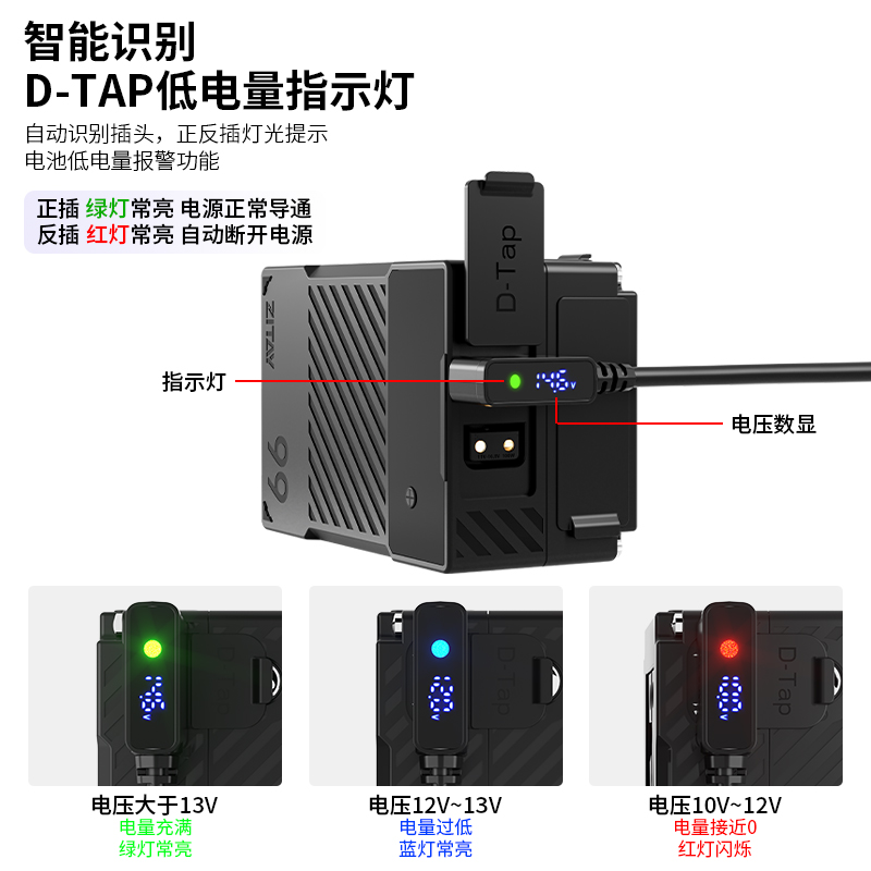 ZITAY希铁DTAP转np-f550双面模拟电池适用索尼np-F750 F570 F970摄像机阿童木SHOGUN INFERNO监视器V口补光灯-图0