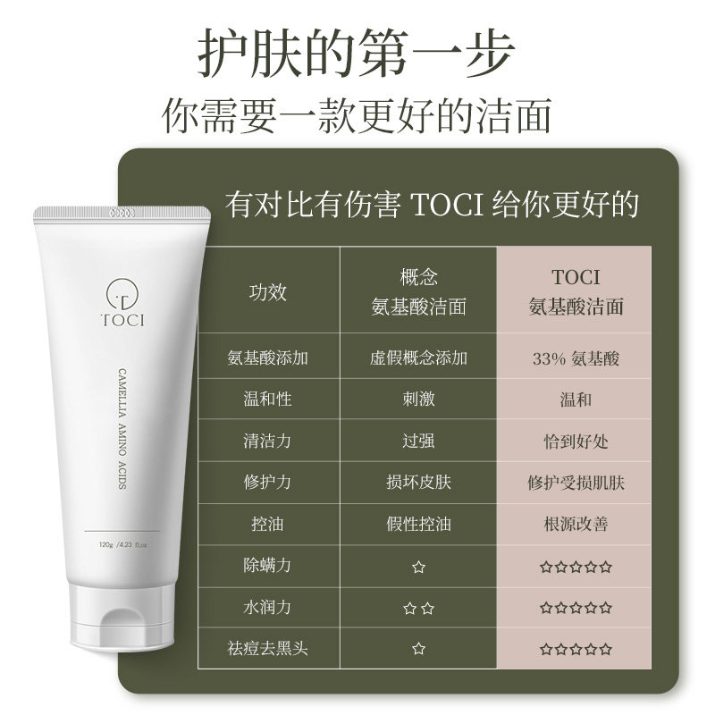 toci山茶花控油清洁毛孔官方洗面奶 TOCI洁面