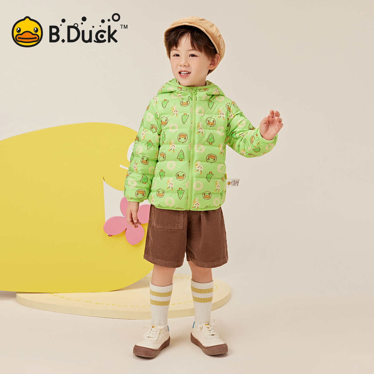 bduck小黄鸭童装儿童羽绒服轻薄宝宝春秋款男童连帽外套2025新款 - 图2