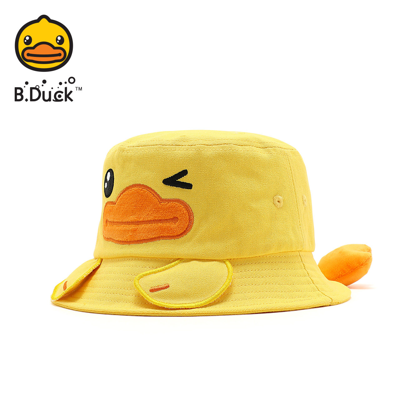 bduck小黄鸭宝宝帽子夏季薄款防晒帽儿童小学生遮阳帽男童渔夫帽
