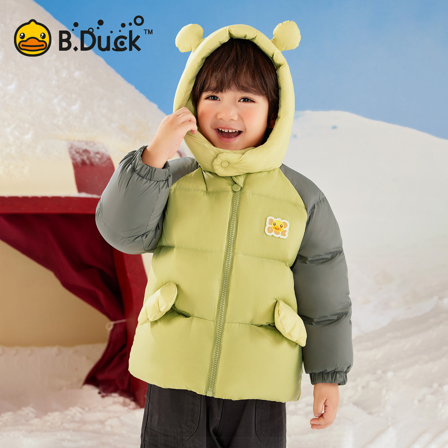 bduck小黄鸭童装男童羽绒服冬季儿童加厚面包服冬装保暖宝宝外套 - 图0