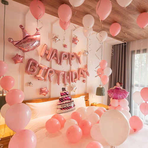 网红女孩生日快乐气球装饰品场景布置儿童女童女宝派对女神背景墙 - 图1
