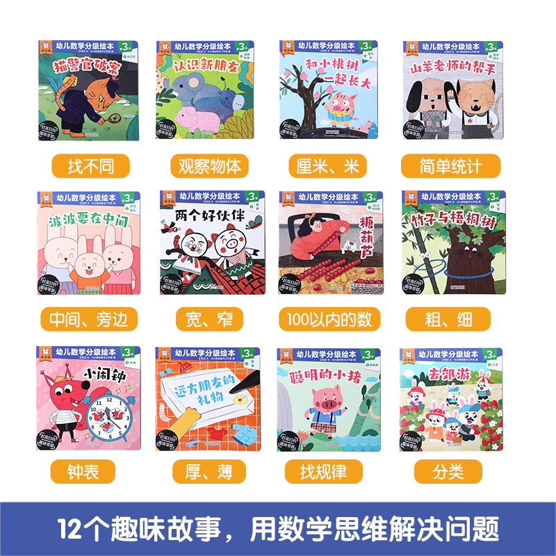 【傲游猫旗舰店】幼儿数学分级绘本（共36册）学前趣味故事绘本启蒙认知 幼儿数学能力训练 扫码亲子互动数学早教故事启蒙绘本书