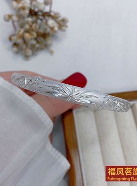 民族风女银饰正生花开富贵龙手镯