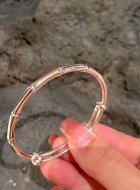 9999银手镯女纯银竹节镯子送女友