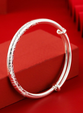 银手镯女纯银年轻款S9999镯子