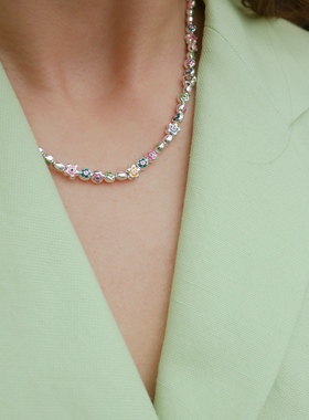 925纯银珐琅女泫雅风项链