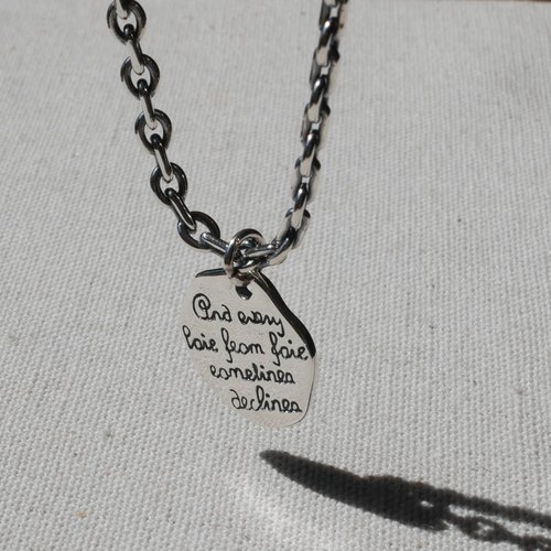 日韩风春夏新品通体925纯银纯手工抛光打磨英文字母吊坠圆牌项链 - 图1