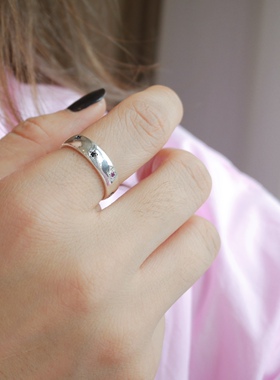 繁星法式轻奢925纯银素圈女