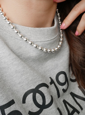 北欧项链925纯银圆珠珠女