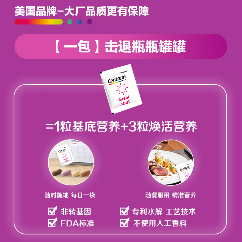 【自营】善存男女士复合维生素进阶营养包矿物质胶原蛋白水飞蓟